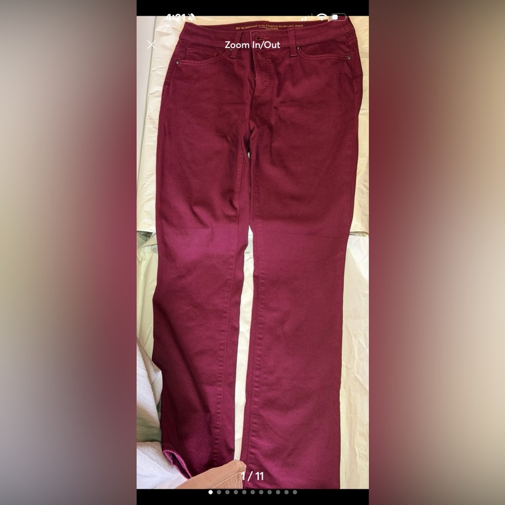 Chico’s Slimming Girlfriend Slim Leg Jeans 4R Burgundy. - Picture 1 of 11